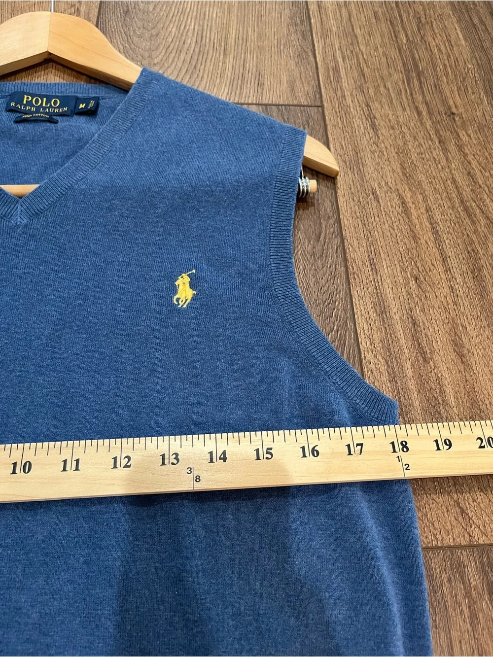 Polo Ralph‎ Lauren Mens Medium V-Neck Sweater Vest Pima Cotton Blue Golf